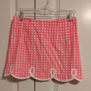 Hot Pink gingham skirt with scalloped hem. Lily Pulitzer. Size 2.